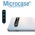 Microcase Samsung S10 Plus Kamera Camı Lens Koruyucu Glass Metal Çerçeveli - Siyah