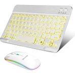Microcase Tablet Telefonlar için RGB Işıklı Şarjlı Bluetooth Klavye + Mouse AL4884 (Beyaz)