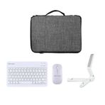 Microcase TCL TAB 10L Gen 4 Tablet Uyumlu Gri Çanta + Türkçe Bluetooth Klavye + Mouse + Standı - Beyaz AL5163