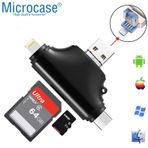 Microcase Type-c Lightning Micro Usb Telefonlar İçin Sd Kart Okuyucu Flash Disk Adaptör Al2743 Siyah