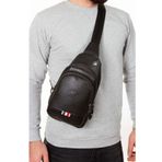 Microcase Unisex Body Bag Kulaklık Çıkışlı Deri Çapraz Omuz Göğüs Çantası Siyahh AL3871