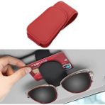 Microcase Universal Suni Deri Oto Güneş Gözlük Tutucu Askılık Mıknatıslı - AL5240 - Kırmızı