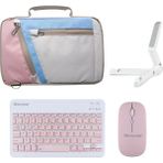 Microcase Vorcom Quartzpro 10.1 Inch ile Uyumlu Tablet Çanta+Türkçe Bluetooth Klavye +Mouse+ Standı - Pembe AL4382