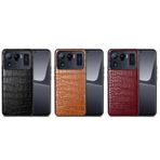 Microcase Xiaomi Mi 11 Ultra Kamera Korumalı Yılan Derisi Kaplama Plastik Kılıf - AL8121 (Taba)
