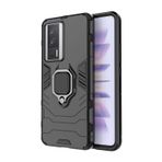 Microcase Xiaomi Poco F5 Pro Batman Serisi Yüzük Standlı Armor Kılıf - Siyah AL3349