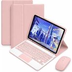 Microcase Xiaomi Poco Pad M1 12.1 Inch Tablet Uyumlu Bluetooth Touchpad Klavye+Bluetooth Mouse+Standlı Kılıf-Bkk7 - Pembe