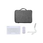 Microcase Xiaomi Poco Pad X1 11.2 Inch Tablet Uyumlu Gri Çanta + Türkçe Bluetooth Klavye + Mouse + Standı - Beyaz AL5163