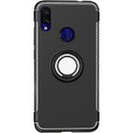 Microcase Xiaomi Redmi Note 7 Yüzük Standlı Armor Siyah Silikon Kılıf