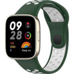 Microcase Xiaomi Redmi Watch 3 Active 1.83 Inch Için Uyumlu Delikli Silikon Kordon KAYIŞ-KY89 - Yeşil - Beyaz