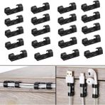 Microcase Yapışkanlı Kablo Sabitleyici Düzenleyici Çok Amaçlı Kablo Toparlayıcı Klips SET-AL4551 20 Adet - Siyah