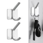 Microcase Yapışkanlı Metal Banyo Mutfak Eşya Havlu Vb. Ürün Askılığı Siyah -AL4618 2 Adet - Gümüş