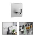 Microcase Yapışkanlı Paslanmaz Çelik Banyo Mutfak Eşya Havlu Vb Metal Askılık Kare Tasarım-AL4936 1 Adet (Siyah)