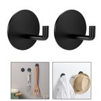 Microcase Yapışkanlı Paslanmaz Çelik Banyo Mutfak Eşya Havlu Vb Metal Askılık Yuvarlak Tasarım - AL4935 2 Adet (Siyah)