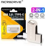 Microdrive 32Gb.Type-C ve Usb 2.0 Usb Flash Bellek Çift Giriş Otg Metal Sağlam Orjinal - Gri Metal - 32 GB