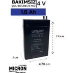 Micron Unıson 4 Volt 1.6 Amper Kuru Akü 4V 1.6A