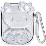 Microsonic Air-Podss 1. Nesil / 2. Nesil Kılıf Cartoon Figürlü Silikon Crtn-Fgr-Hl-Kty-Clr - Buzlu Şeffaf - AirPods 1 / 2
