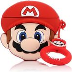 Microsonic Air-Podss 1. Nesil / 2. Nesil Kılıf Cartoon Figürlü Silikon Crtn-Fgr-Spr-Mro - Mat Kırmızı - AirPods 1 / 2