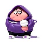 Microsonic AirPods 1. Nesil / 2. Nesil için Kılıf Cartoon Figürlü Silikon Crtn-Fgr-Ptrck-Str [AirPods 1/2 ile Uyumlu Kılıf - Mor]