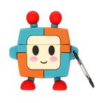 Microsonic AirPods 1. Nesil / 2. Nesil için Kılıf Cartoon Figürlü Silikon Crtn-Fgr-Rbt [AirPods 1/2 ile Uyumlu Kılıf - Turuncu - Yeşil]