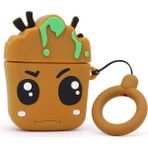 Microsonic Airpods 1. Nesil / 2. Nesil Kılıf Cartoon Figürlü Silikon Crtn-Fgr-Grt - Açık Kahverengi - AirPods 1 / 2