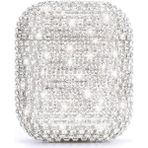 Microsonic Airpods 1. Nesil / 2. Nesil Kılıf Diamond Swarovski Görünümlü Taşlı Gümüş - AirPods 1 / 2