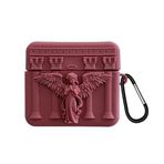 Microsonic Airpods Pro 3 için Kılıf Cartoon Figürlü Silikon Praying Angel Bordo [AirPods Pro 3 ile Uyumlu Kılıf - Bordo - Lacivert]