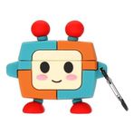 Microsonic AirPods Pro için Kılıf Cartoon Figürlü Silikon Crtn-Fgr-Rbt [AirPods Pro ile Uyumlu Kılıf - Turuncu - Yeşil]