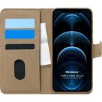Microsonic Apple iPhone 12 Pro Fabric Book Wallet Gold Cep Telefonu Kılıfı