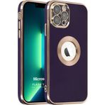 Microsonic Apple iPhone 12 Pro Flash Stamp Koyu Mor Cep Telefonu Kılıfı