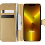Microsonic Apple iPhone 13 Pro Max Delux Leather Wallet Gold Cep Telefonu Kılıfı