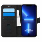 Microsonic Apple iPhone 13 Pro Max Fabric Book Wallet Siyah Cep Telefonu Kılıfı