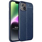Microsonic Apple iPhone 14 Deri Dokulu Silikon Lacivert Cep Telefonu Kılıfı