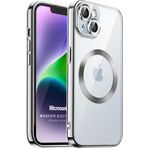 Microsonic Apple iPhone 14 Plus MagSafe Luxury Electroplate Gümüş Cep Telefonu Kılıfı
