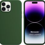 Microsonic Apple iPhone 14 Pro Liquid Lansman Silikon Koyu Yeşil Cep Telefonu Kılıfı