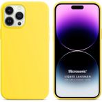 Microsonic Apple iPhone 14 Pro Liquid Lansman Silikon Sarı Cep Telefonu Kılıfı