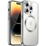 Microsonic Apple iPhone 14 Pro Max MagSafe Luxury Electroplate Gümüş Cep Telefonu Kılıfı