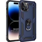 Microsonic Apple iPhone 14 Pro Military Ring Holder Lacivert Cep Telefonu Kılıfı