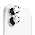Microsonic Apple iPhone 16 Plus Tekli Diamond Taşlı Kamera Koruma Camı Gümüş [iPhone 16 Plus ile Uyumlu Kamera Koruyucu Film - Gümüş]