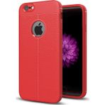 Microsonic Apple iPhone 6 Plus Deri Dokulu Kırmızı Silikon Kılıf