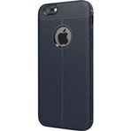 Microsonic Apple iPhone 6 Plus Suni Deri Dokulu Silikon Lacivert Kılıf
