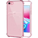 Microsonic Apple iPhone 7 Card Slot Shock Pembe Cep Telefonu Kılıfı
