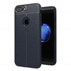 Microsonic Apple İphone 7 Plus Deri Dokulu Silikon Lacivert Cep Telefonu Kılıfı