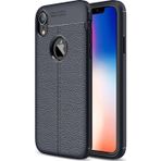 Microsonic Apple iPhone Xr Lacivert Deri Dokulu Silikon Kılıf