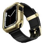 Microsonic Apple Watch 7 41 mm Fullbody Quadra Resist, Siyah Gold Kordon