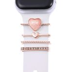 Microsonic Apple Watch 9 45 mm Charm İnci Kalp Rose Gold Kordon Süsü