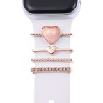 Microsonic Apple Watch SE 3 40mm Kordon Süsü Charm İnci Kalp Rose Gold