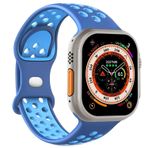 Microsonic Apple Watch SE 44 mm Rainbow Band Mavi Turkuaz Uyumlu Kordon