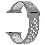 Microsonic Apple Watch Series 1 Uyumlu 42 mm Rainbow Sport Band Gri Kordon