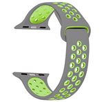 Microsonic Apple Watch Series 3 38 mm Rainbow Band Gri Yeşil Uyumlu Kordon
