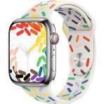 Microsonic Apple Watch Series 7 41 mm V2 Pride Edition Beyaz Silikon Kordon